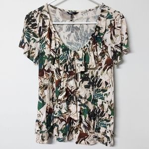 🌿 Daisy Fuentes botanical leaf blouse women's M junior's L